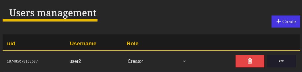 user management interface