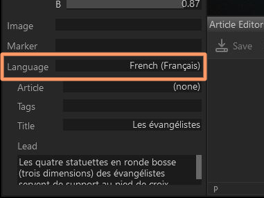 screen de l'application Voyager, changer la langue de l'annotation