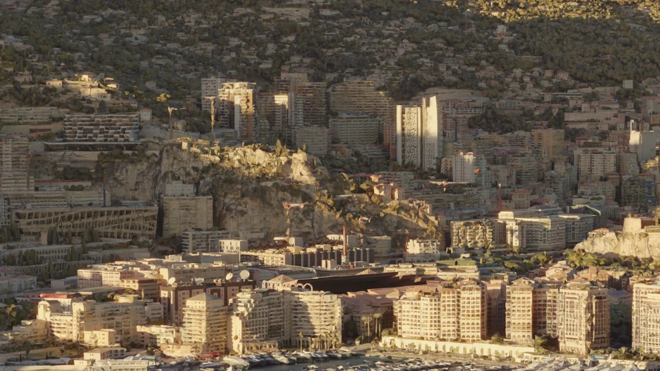 Vue aérienne du rocher de Monaco, rendue à partir de photogrammétries