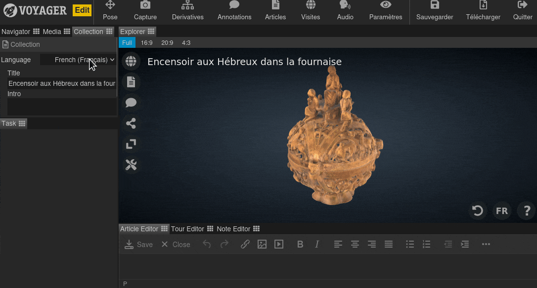 Change the default language of a scene